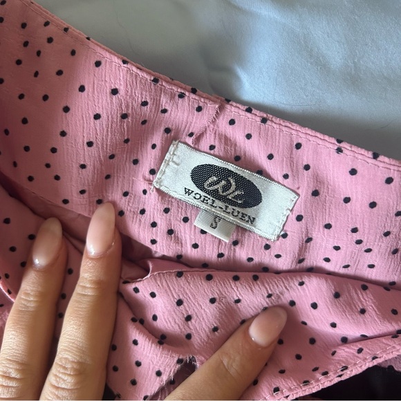 Vintage Pink Polka dot flowy skirt - Picture 3 of 5